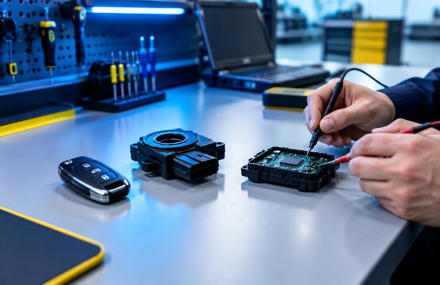 Technician performing Keyless Entry Module Repair